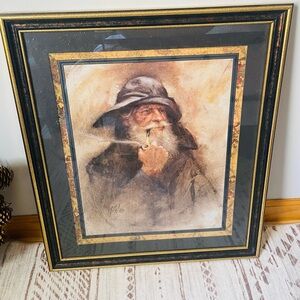 Home Interiors Rustic Portrait with Black and Gold Frame